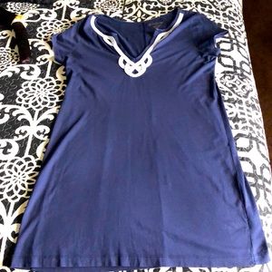 Lilly Pulitzer blue dress with white trim XL